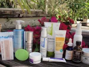 Multiple skincare products.